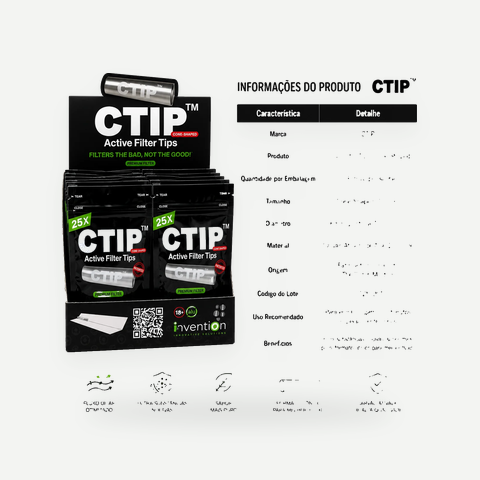 CTIP Active Filter Tips Premium Cone – 25 Filtros de Carvão Ativado