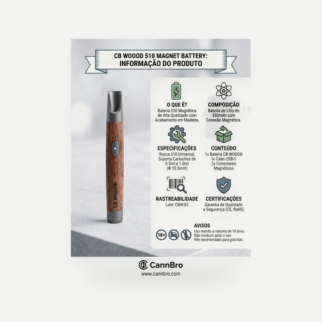 Bateria Magnética 510 com Acabamento em Madeira