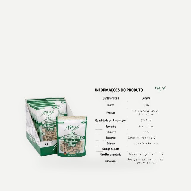 Purize 50 Activated Carbon Filters Regular Size 9 mm